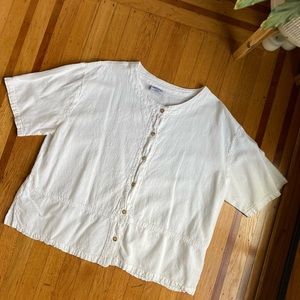 Linen White Peplum Top